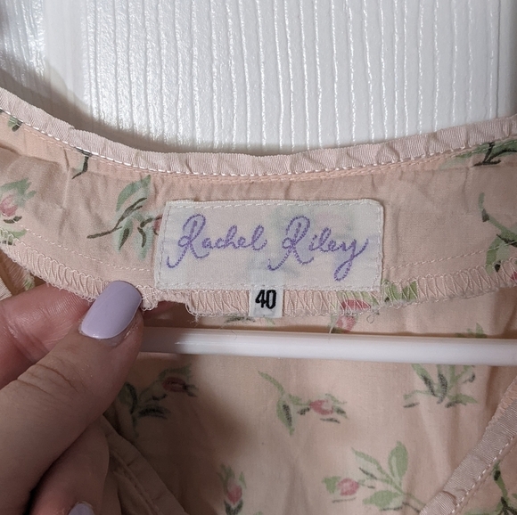 Vintage Rachel Riley Ditsy Floral Peach Cotton Maxi Dress Made in‎ France *Flaw* - Picture 2 of 8